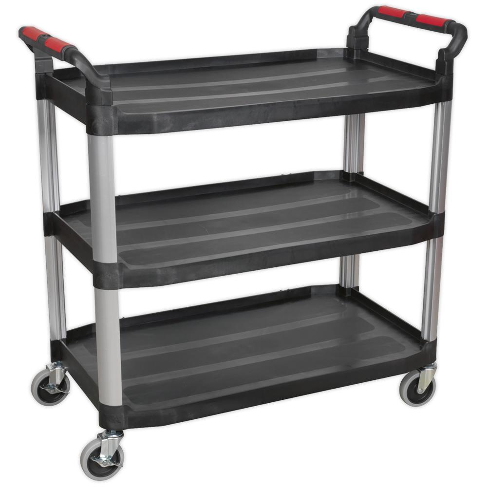 Sealey 3 Shelf Composite Workshop Trolley Black