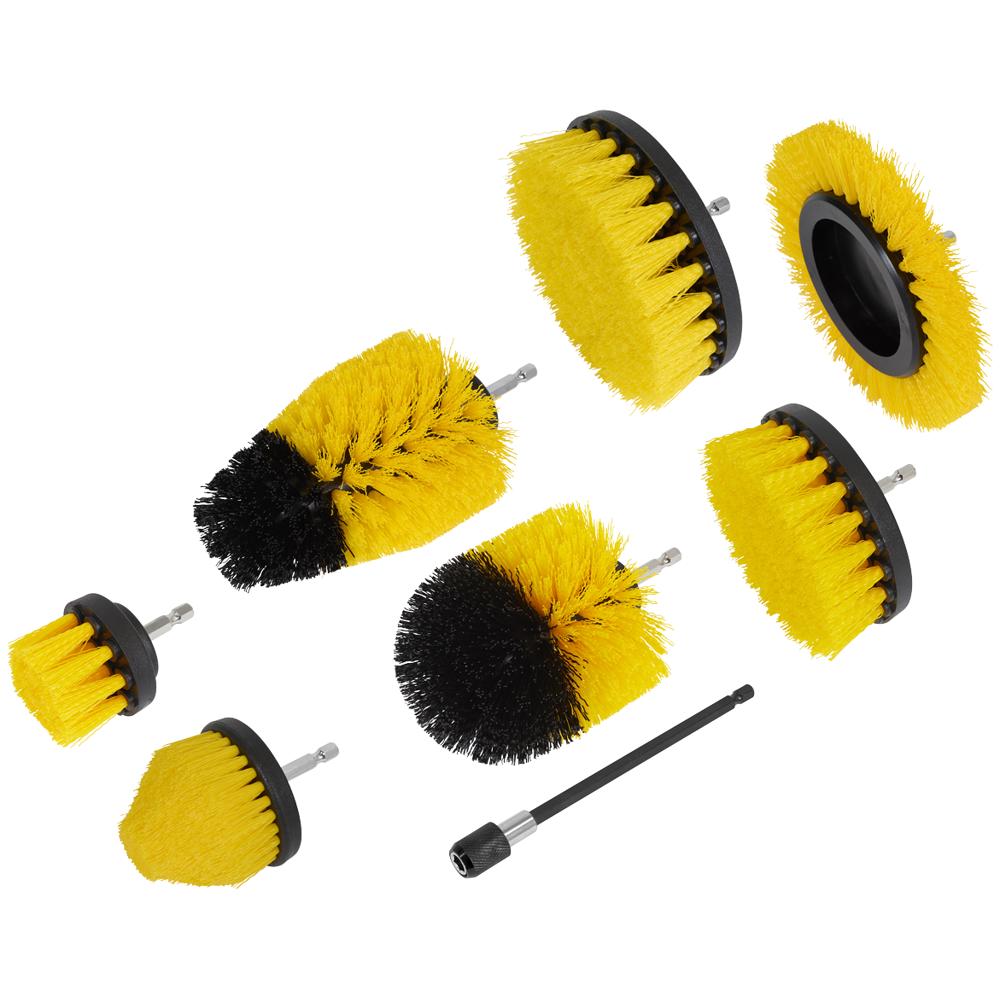 8 Piece Hex Shank Drill Scrubbing Brush Set