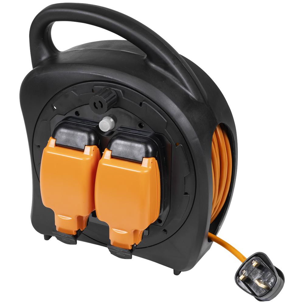 Sealey 2 Socket Weatherproof Cable Extension Reel 240v 30m