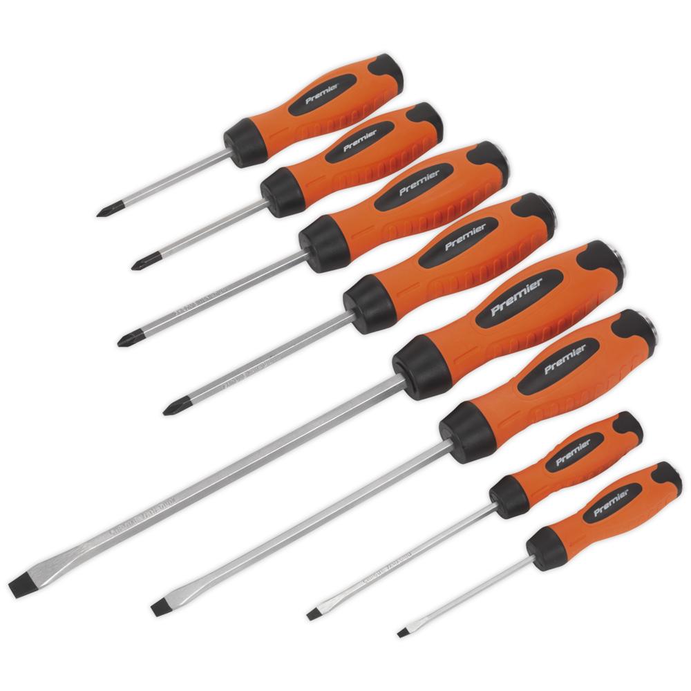 8 Piece Hi Vis Hammer Through Screwdriver Set
