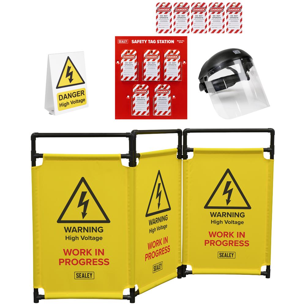 Sealey High Voltage Warning Signs And Safety Kit For Ev And Hybrid Vehicles