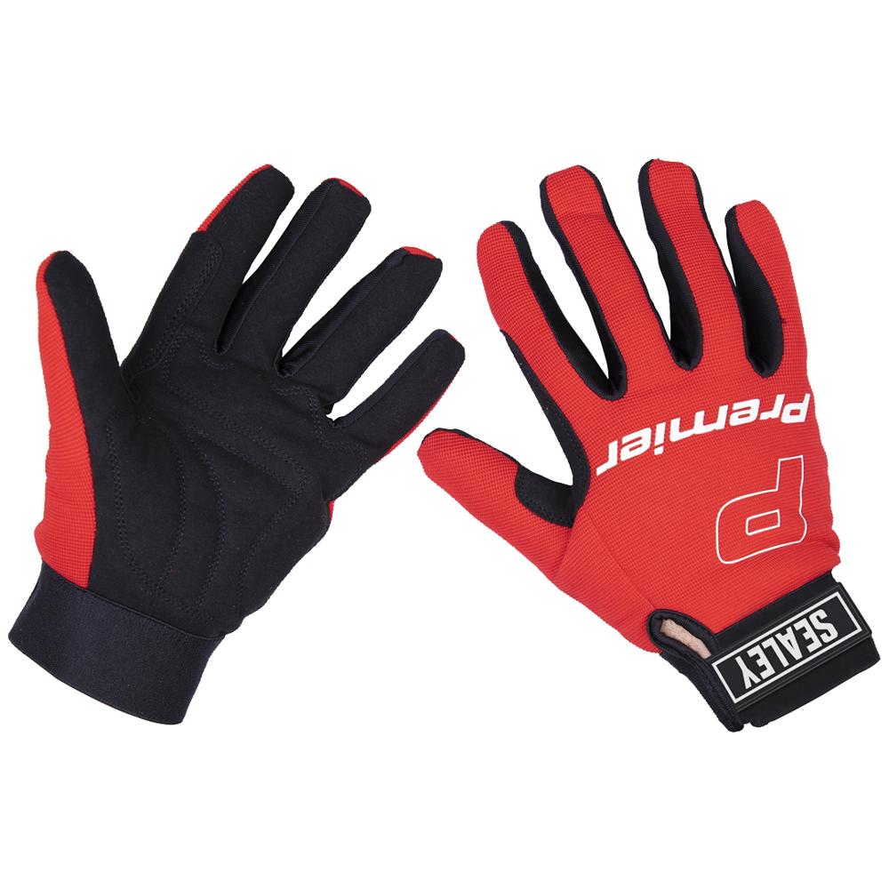 Sealey Premier Mechanics Padded Gloves Red Xl