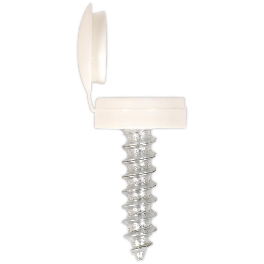 Sealey Number Plate Screws and White Flip Caps 4.2mm 19mm Pack of 50