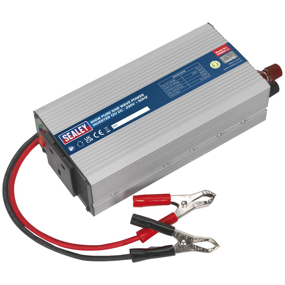 Sealey 12v to 240v Pure Sine Wave Power Inverter 600 Watts