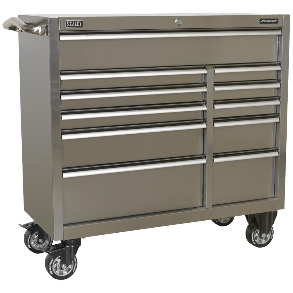 Premier 11 Drawer Wide Stainless Steel Roller Cabinet