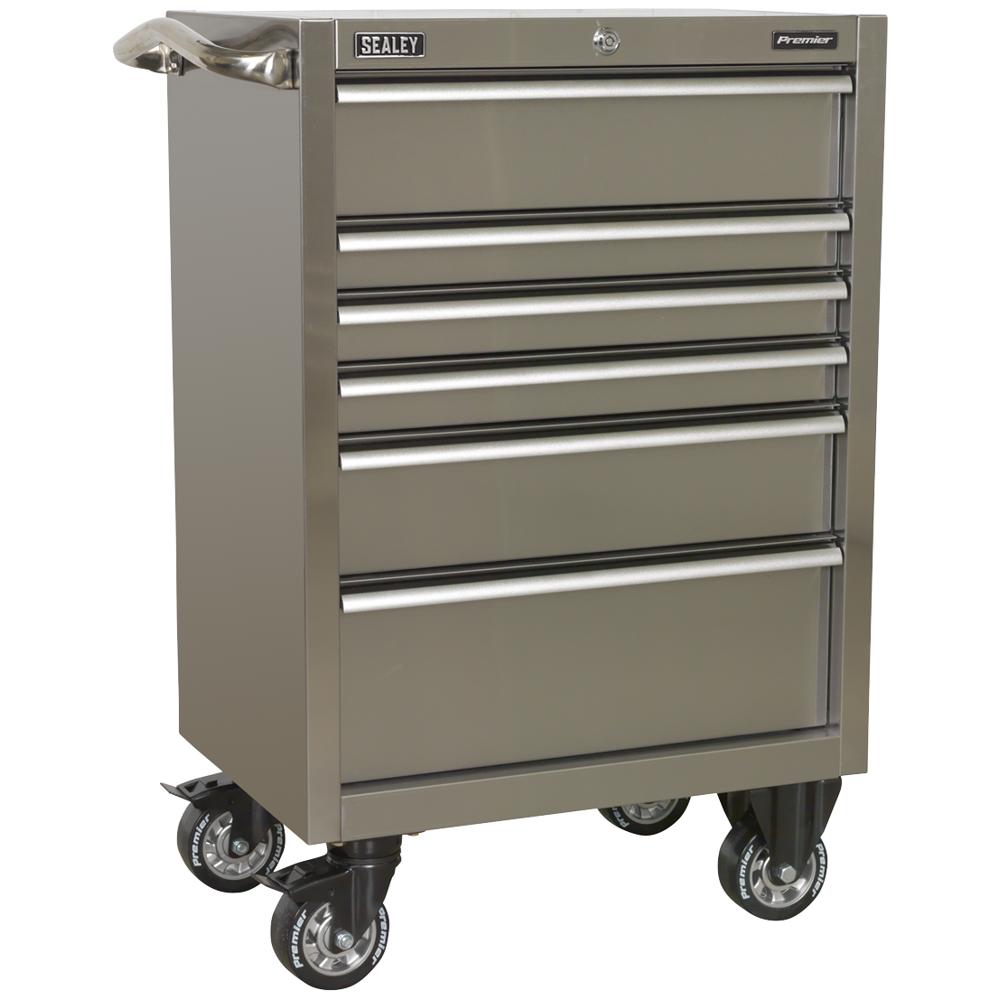 Premier 6 Drawer Stainless Steel Roller Cabinet