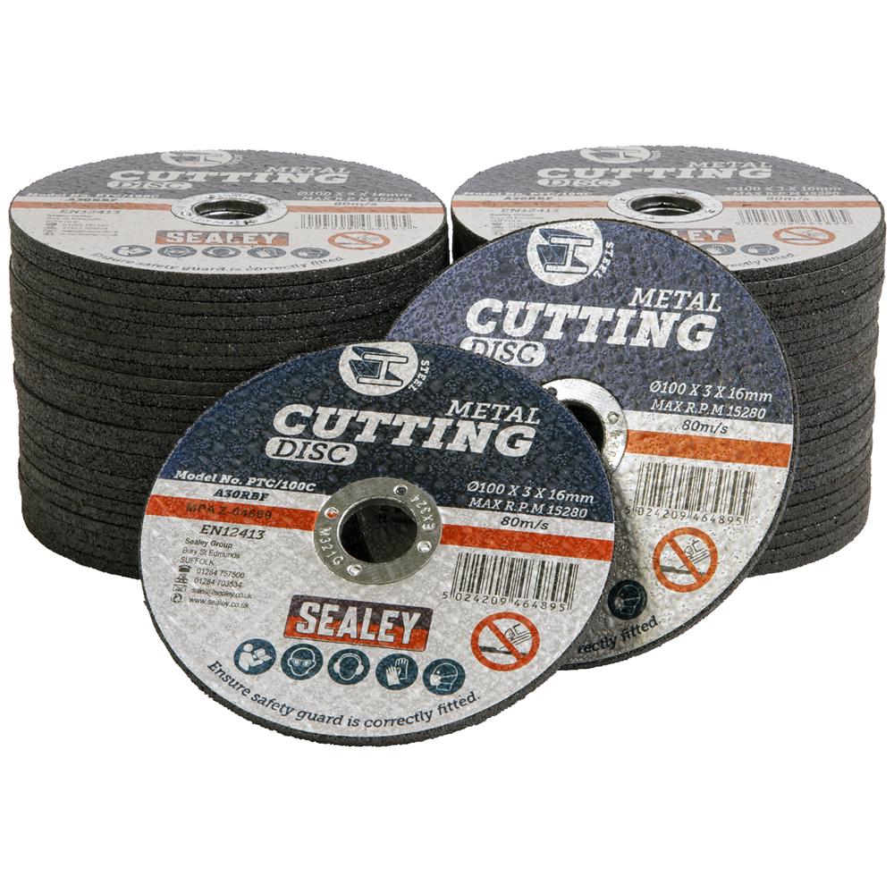 Sealey Metal Cutting Disc 100mm 3mm Pack Of 50