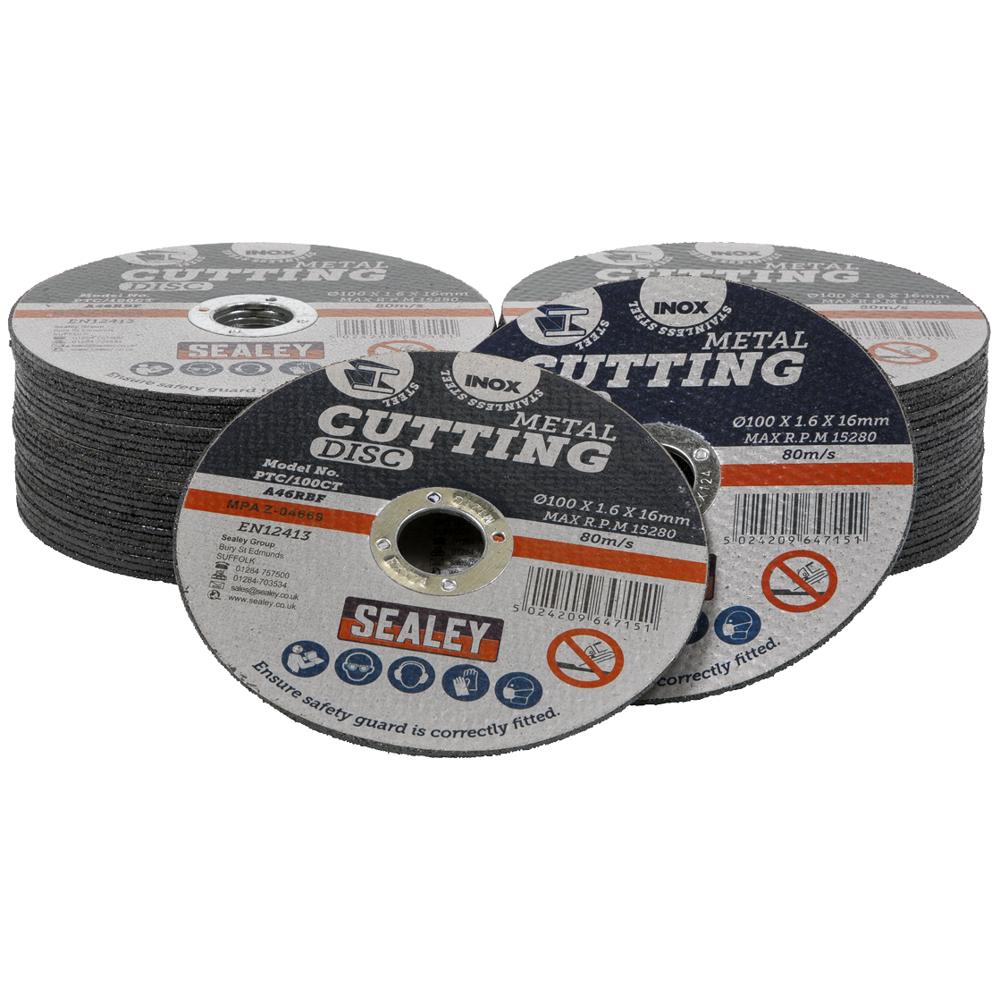Sealey Metal Cutting Disc 100mm 1.6mm Pack Of 50