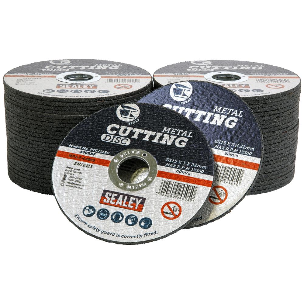 Sealey Metal Cutting Disc 115mm 3mm Pack Of 50