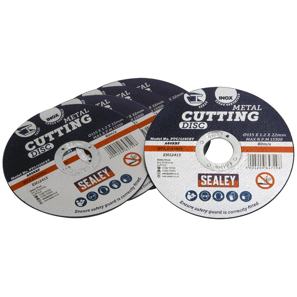 Sealey Metal Cutting Disc 115mm 1.2mm Pack Of 5