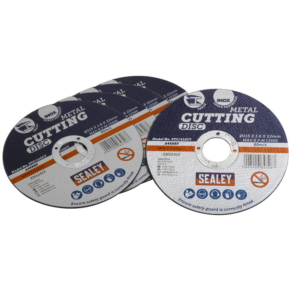 Sealey Metal Cutting Disc 115mm 1.6mm Pack Of 5
