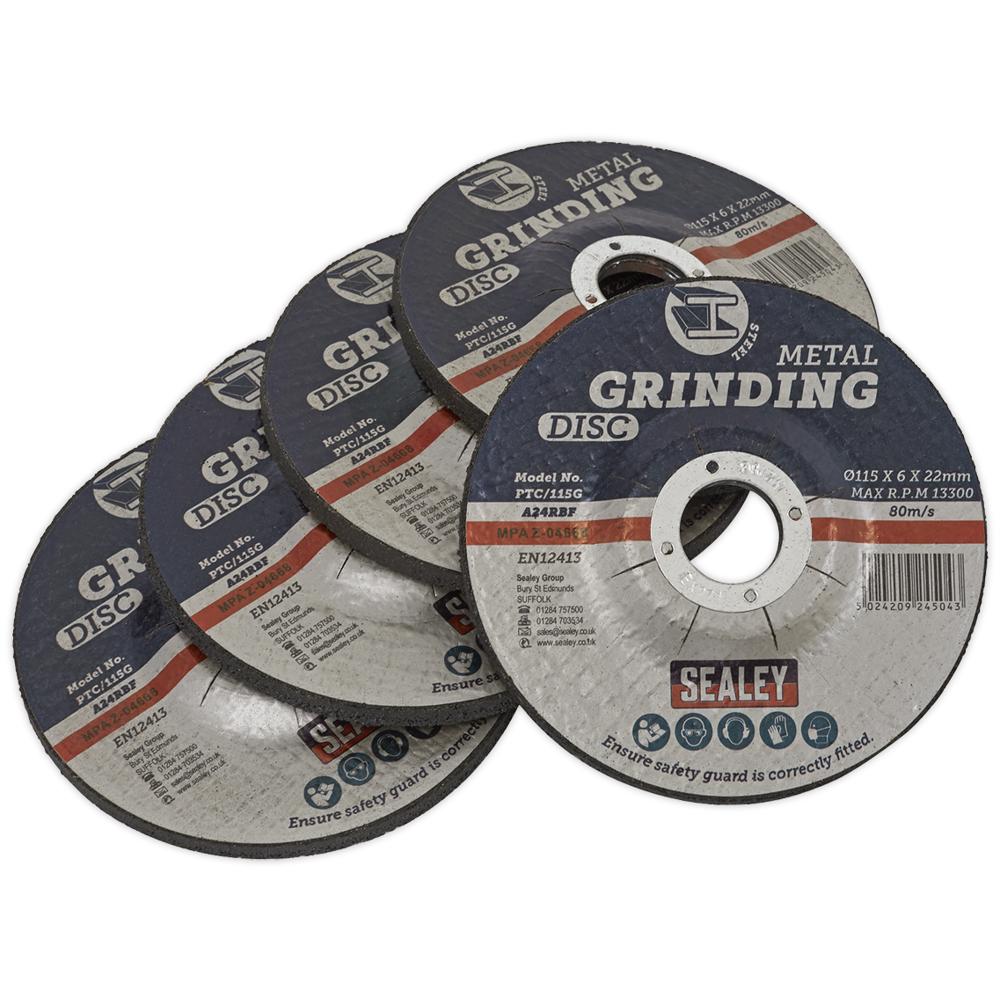 Sealey Depressed Centre Grinding Disc 115mm Pack Of 5