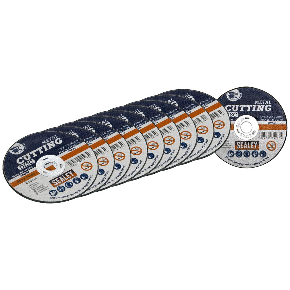 Sealey Metal Cutting Disc 75mm 2mm Pack Of 10