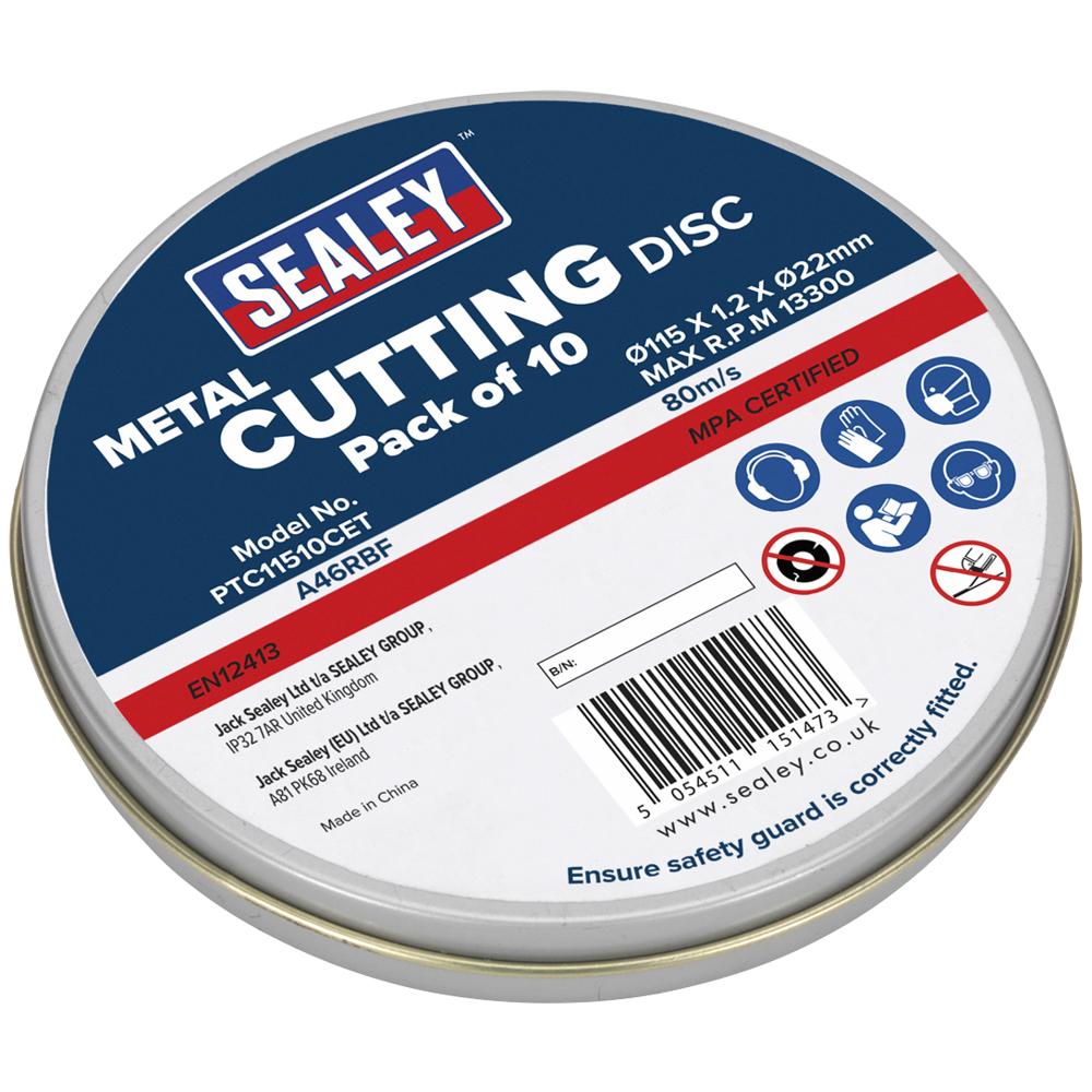 Sealey Metal Cutting Disc 115mm 1.2mm Pack Of 10
