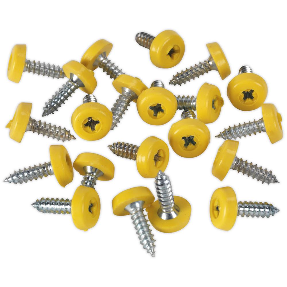 Sealey Yellow Plastic Enclosed Head Number Plate Screws 4.8mm 18mm Pack of 50