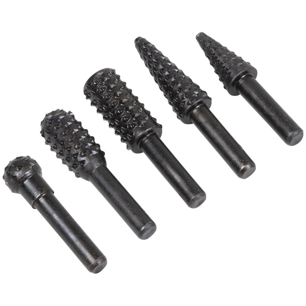 5 Piece Rotary Burr Rasp Drill Bit Set