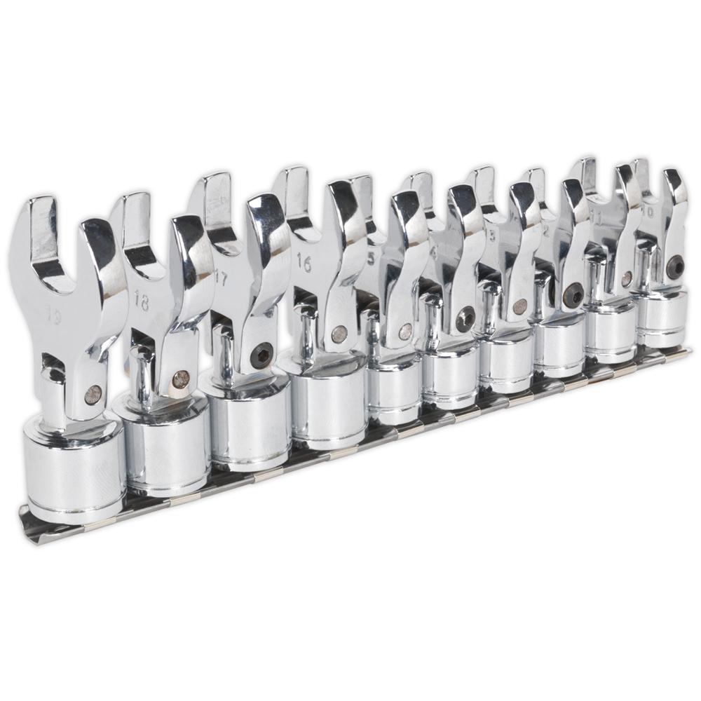 Siegen 10 Piece 3/8" Drive Flexible Crow Foot Spanner Set Metric 3/8