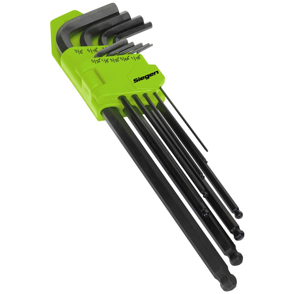 Click to view product details and reviews for Siegen 9 Piece Extra Long Imperial Ball End Hex Key Set. Click to view product details and reviews for Siegen 9 Piece Extra Long Imperial Ball End Hex Key Set.