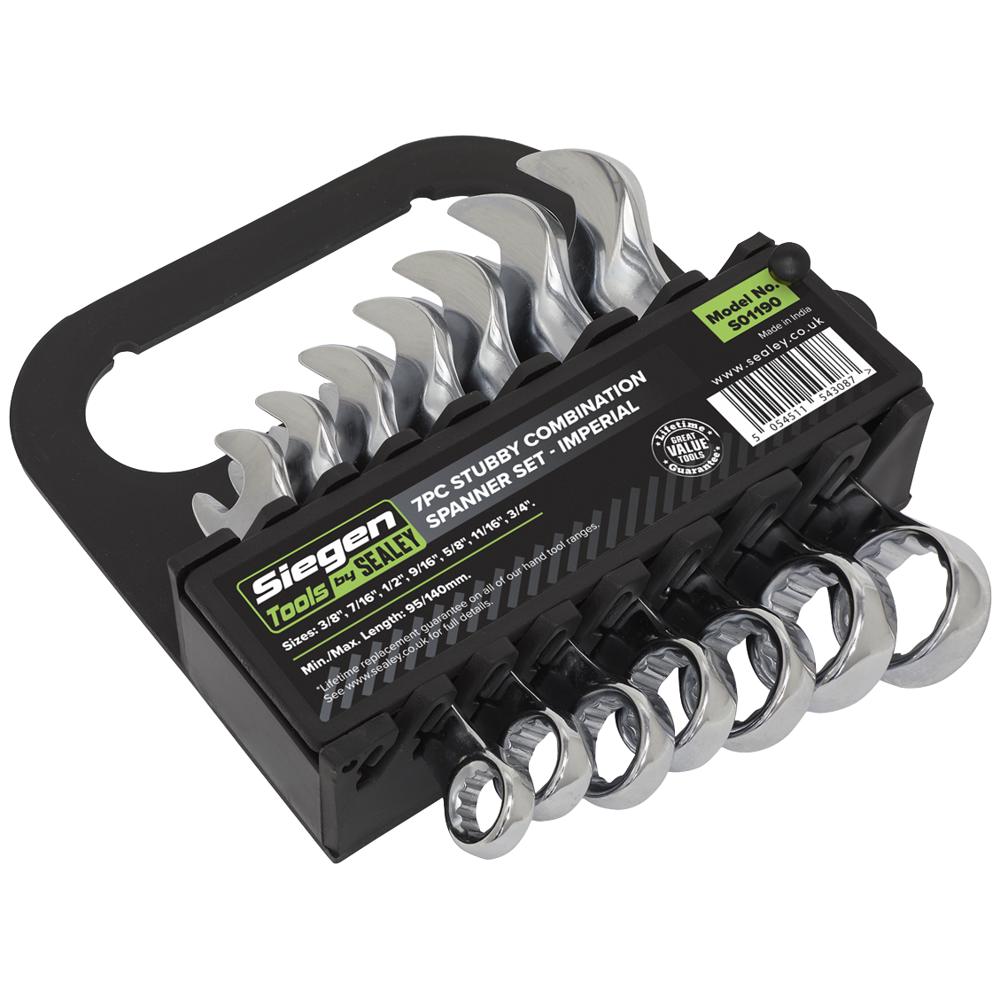 Siegen 7 Piece Stubby Combination Spanner Set Imperial