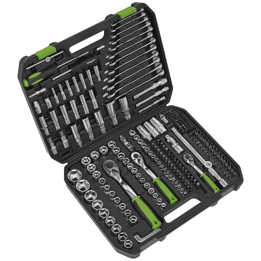 Siegen 219 Piece Combination Drive Socket Spanner and Screwdriver Set Combination