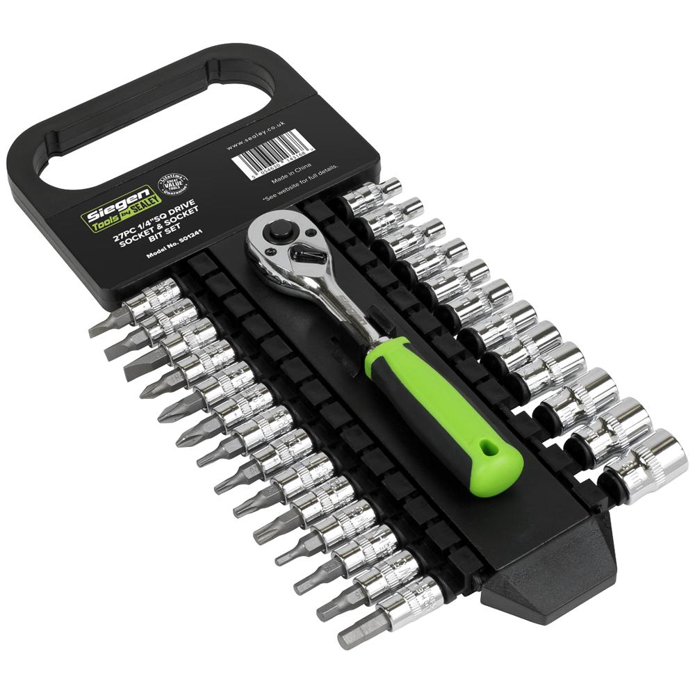 Siegen 27 Piece 1/4" Drive Socket and Bit Set 1/4