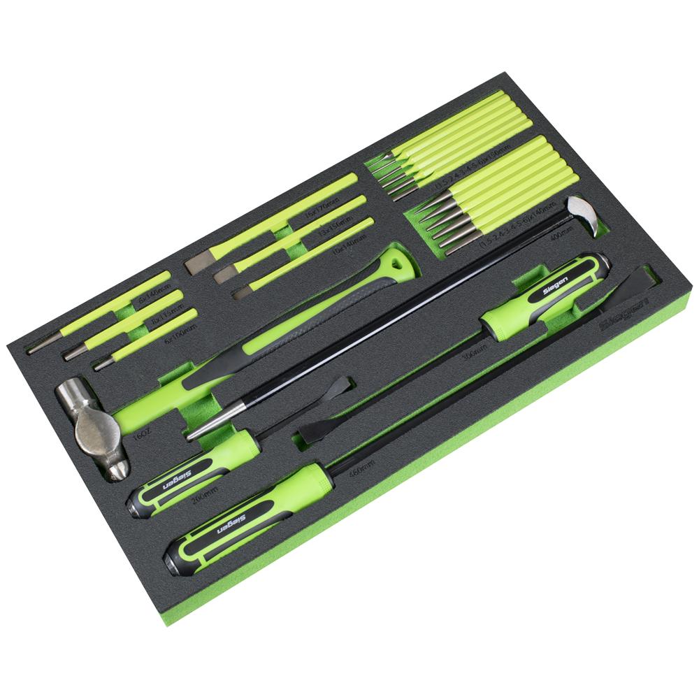 23 Piece Pry Bar, Hammer and Punch Set in Module Tray