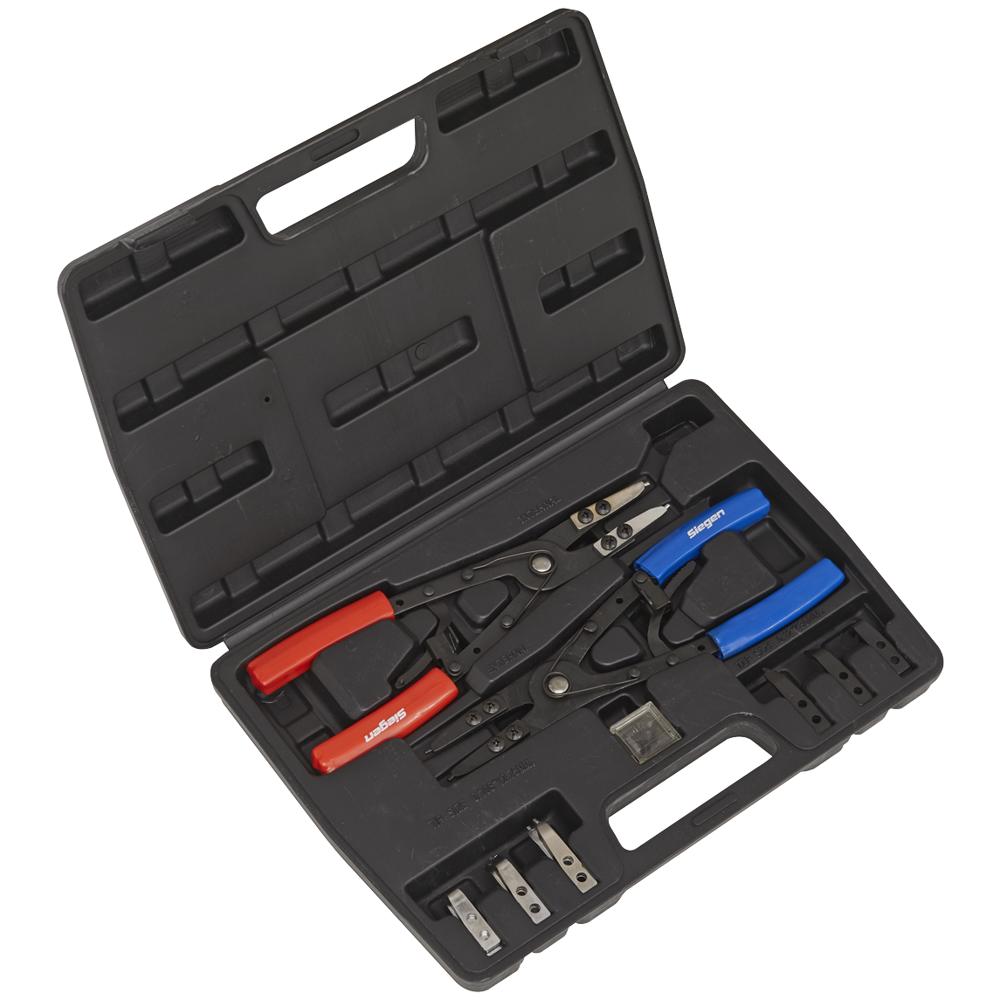 Siegen Internal / External Circlip Plier Set with Interchangeable Tips