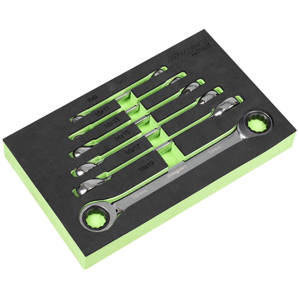 Image of Siegen S0636 6 Piece Double Ended Ratchet Ring Wrench Set