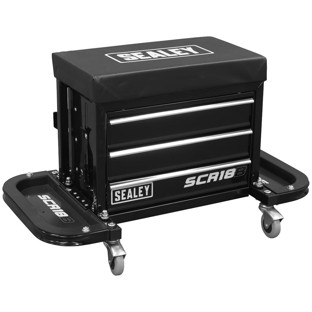 Mechanics Rolling Tool Box Seat Black