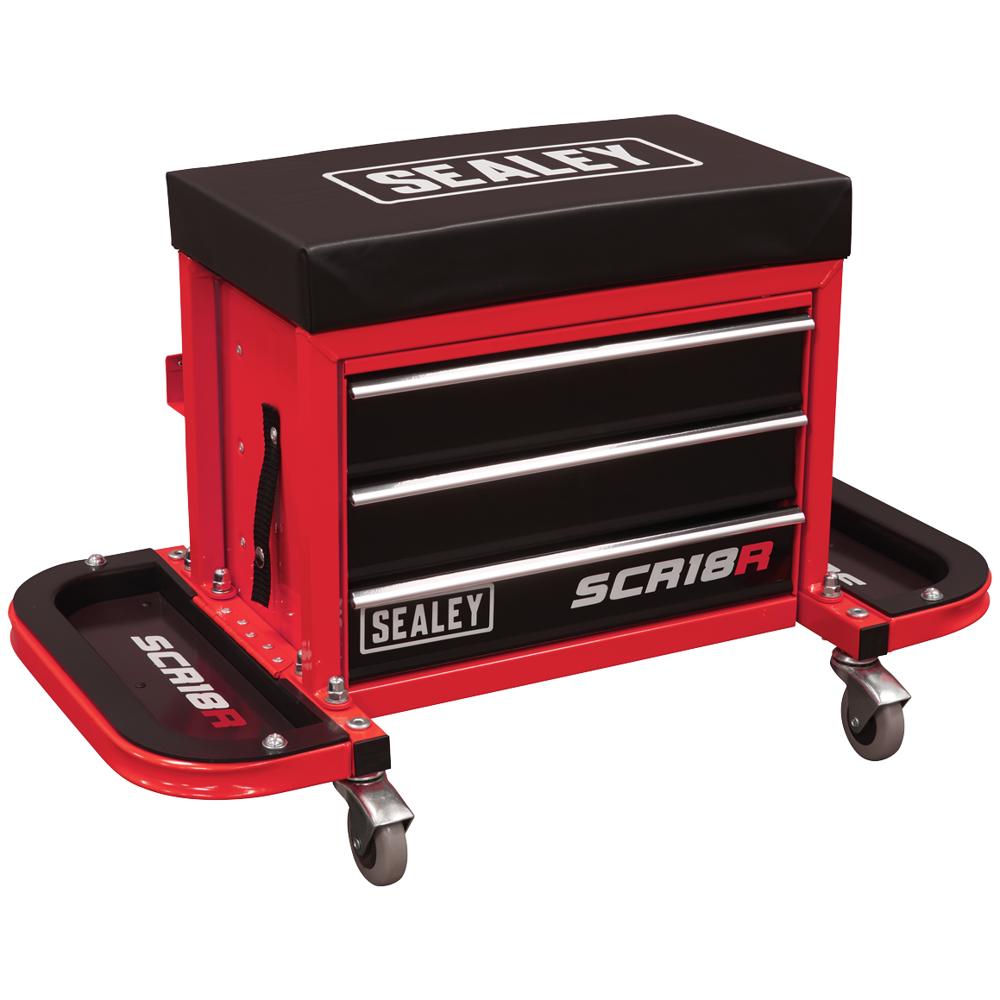Mechanics Rolling Tool Box Seat Red