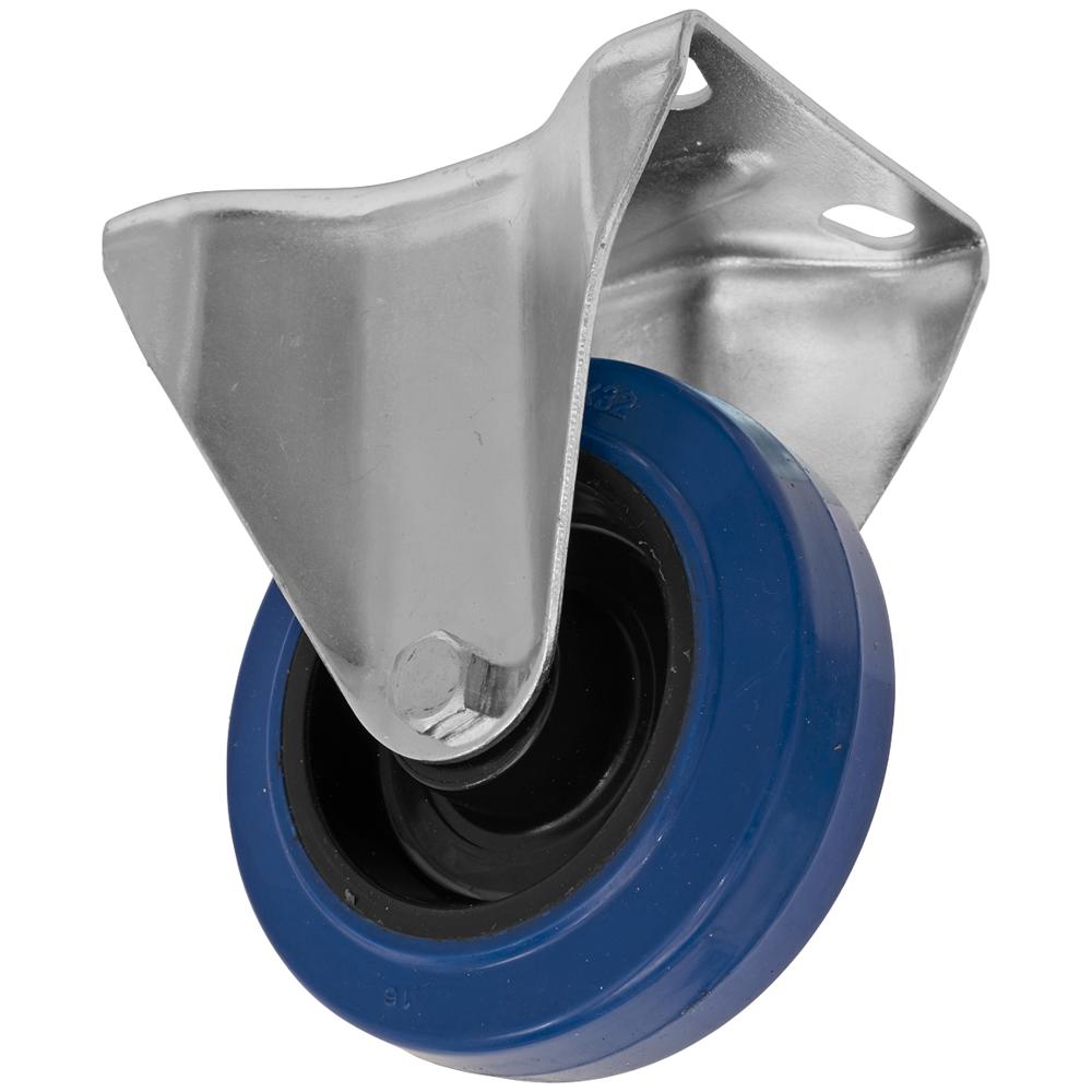 Heavy-Duty Blue Elastic Rubber Fixed Castor Wheel