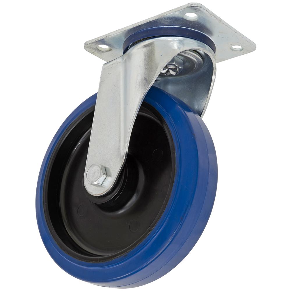 Heavy-Duty Blue Elastic Rubber Swivel Castor Wheel
