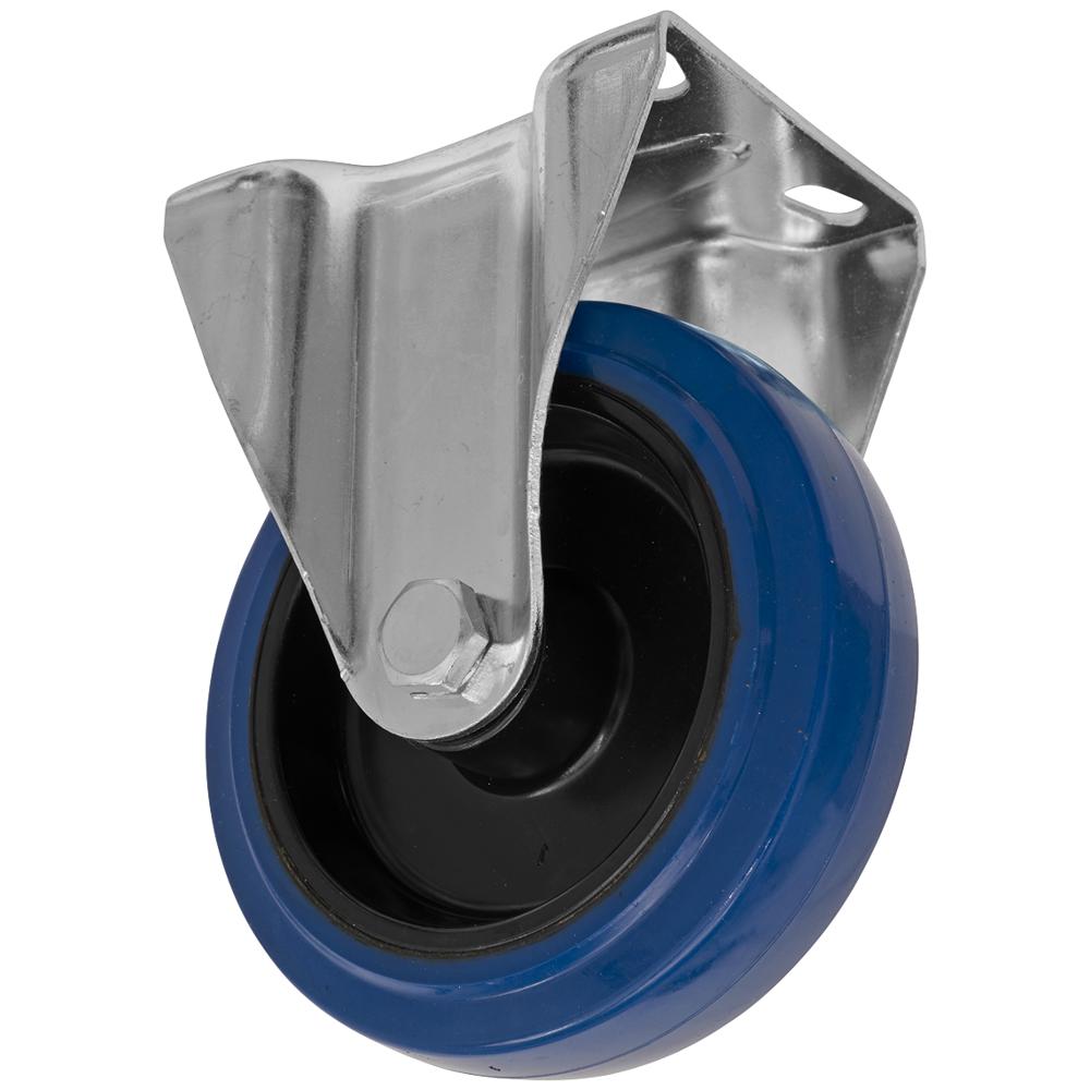Heavy-Duty Blue Elastic Rubber Fixed Castor Wheel