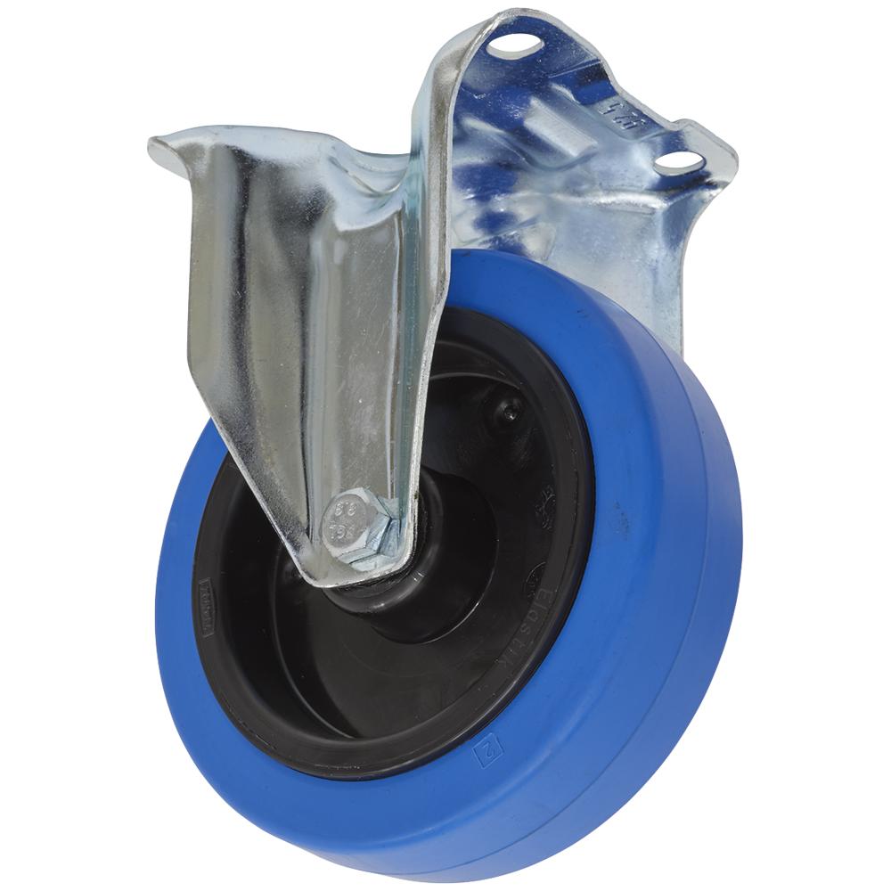 Fixed Plate Castor Blue Elastic