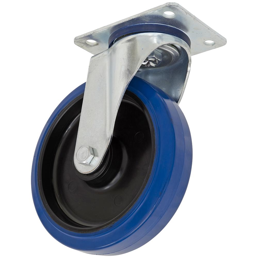 Heavy-Duty Blue Elastic Rubber Swivel Castor Wheel