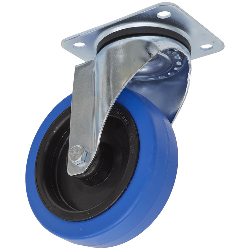 Swivel Plate Castor Blue Elastic
