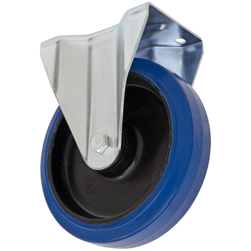 Heavy-Duty Blue Elastic Rubber Fixed Castor Wheel