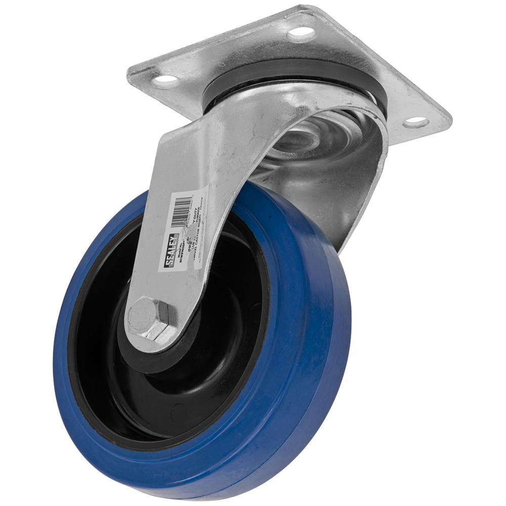 Sealey Blue Heavy-Duty Elastic Rubber Swivel Castor Wheel