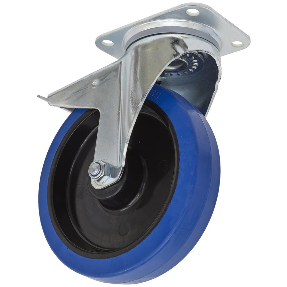 Swivel Plate Total Lock Castor Blue Elastic