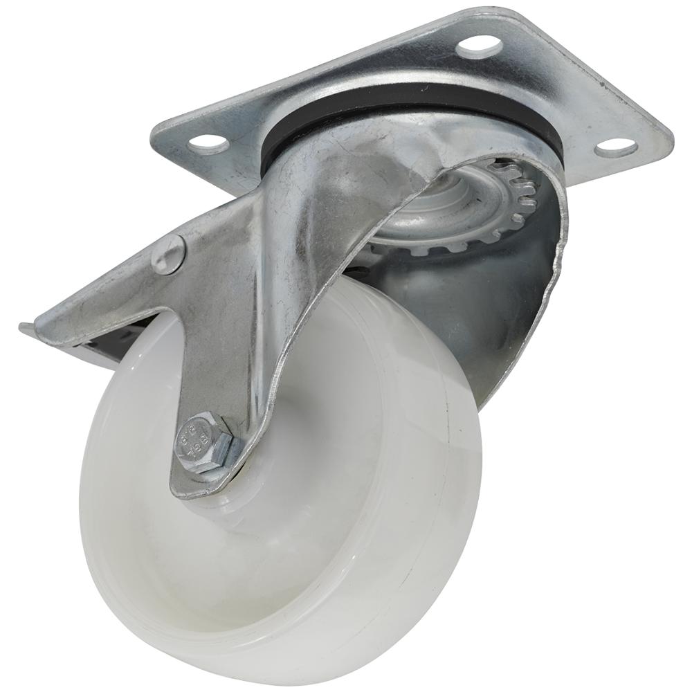 Swivel Plate Total Lock Castor White Polyamide