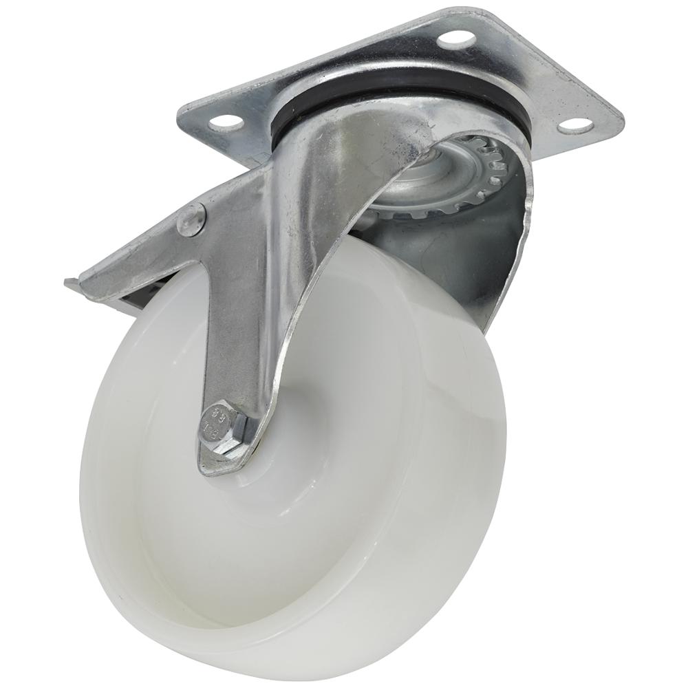 Swivel Plate Total Lock Castor White Polyamide