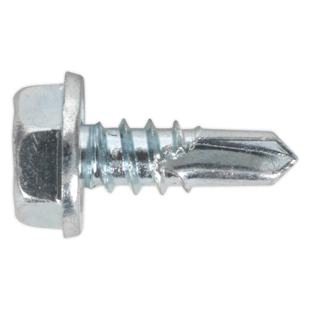 Sealey Hex Head Zinc Plated Din 7504k Self Drilling Screws 4.8mm 13mm Pack Of 100