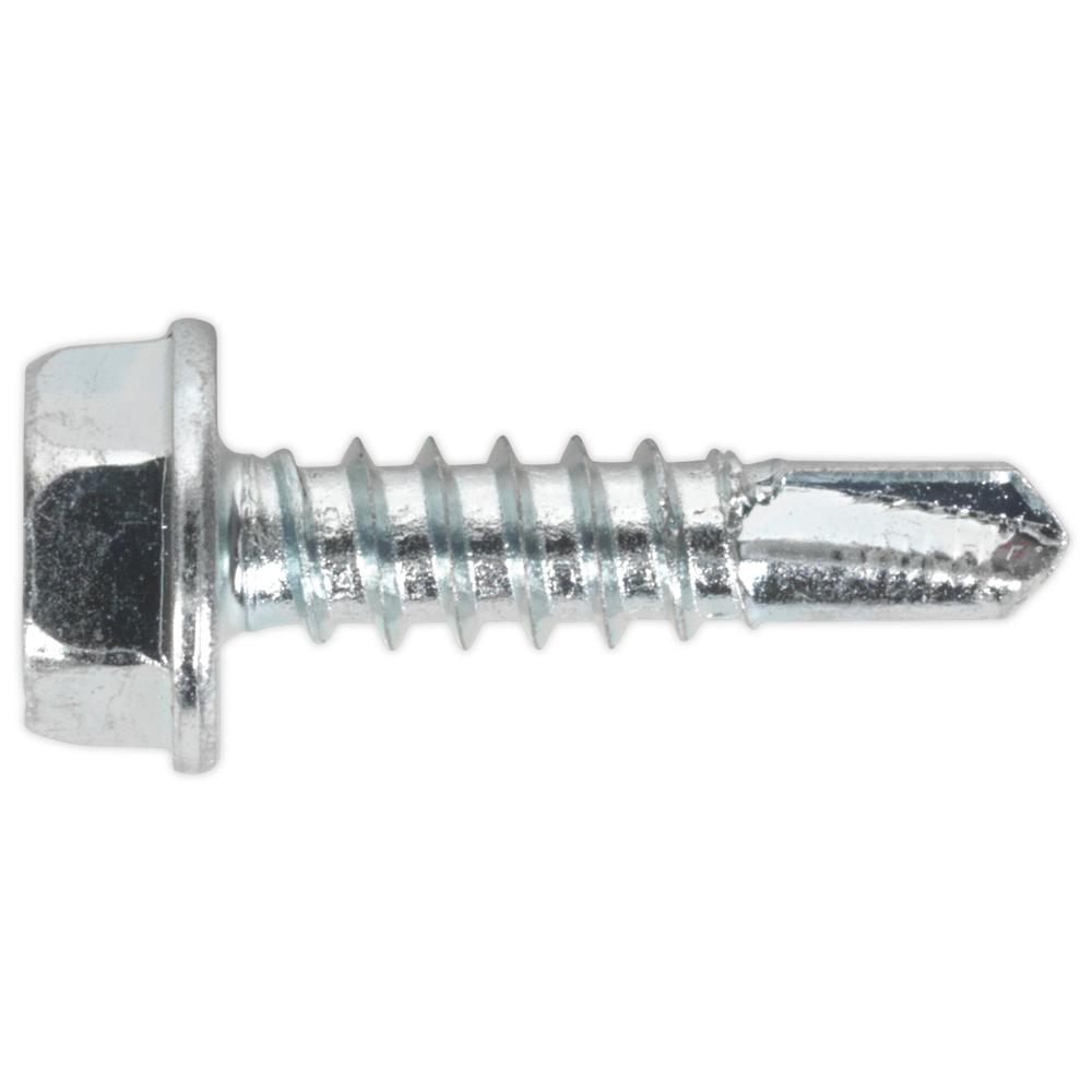 Sealey Hex Head Zinc Plated Din 7504k Self Drilling Screws 4.8mm 19mm Pack Of 100