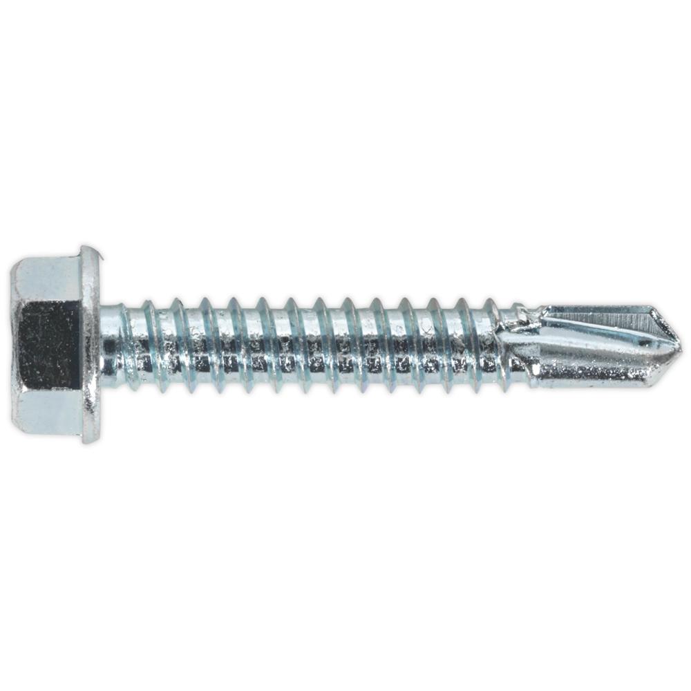 Sealey Hex Head Zinc Plated Din 7504k Self Drilling Screws 6.3mm 38mm Pack Of 100