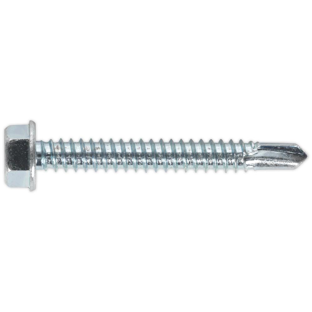 Sealey Hex Head Zinc Plated Din 7504k Self Drilling Screws 6.3mm 50mm Pack Of 100