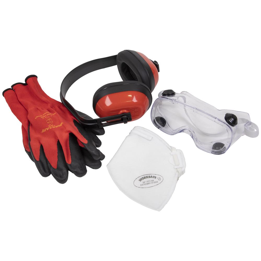 Flexi Grip Gloves, FFP1 Mask, Goggles and Ear Defenders