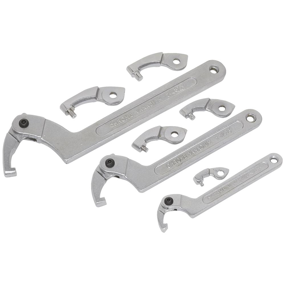 Sealey 11 Piece Adjustable C Spanner Hook and Pin Wrench Set