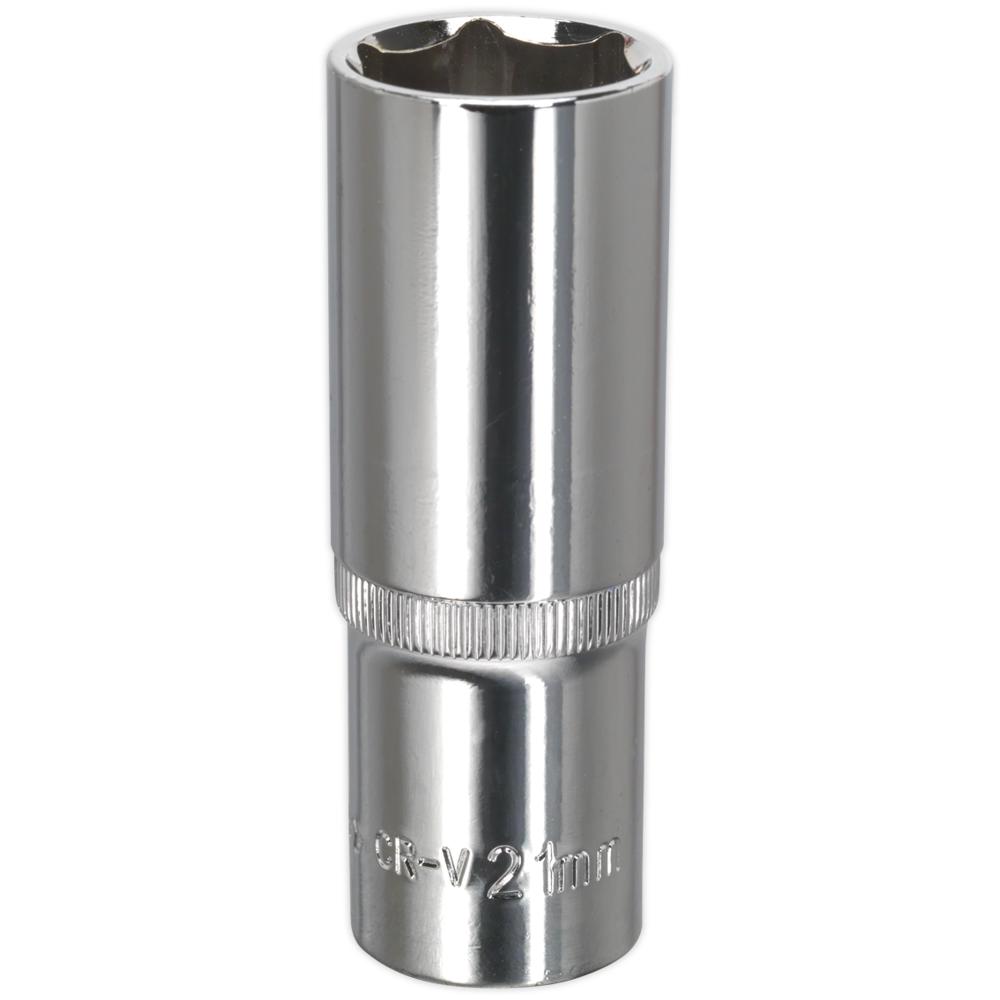 Sealey 1/2" Drive Deep Hexagon WallDrive Socket Metric 1/2" 21mm