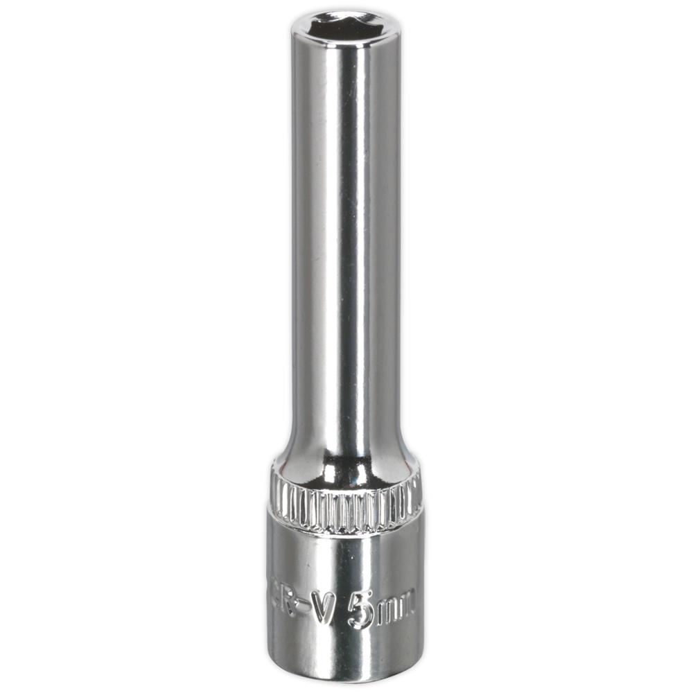 Sealey 1/4" Drive Polished Deep Hexagon WallDrive Socket Metric 1/4" 5mm