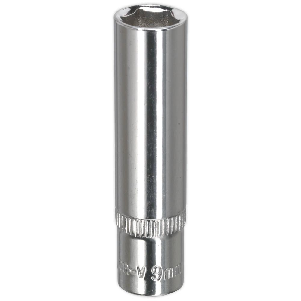 Sealey 1/4" Drive Polished Deep Hexagon WallDrive Socket Metric 1/4" 9mm